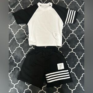 Stylish Black and White Kids' Raglan Set